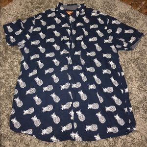 Pineapple print button up shirt